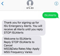 Screenshot of emergency alerts through text message.